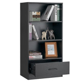 NNECW Wood Bookcase with Storage Drawer for Living Room