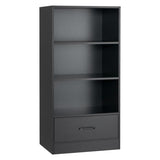 NNECW Wood Bookcase with Storage Drawer for Living Room
