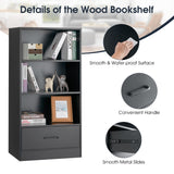 NNECW Wood Bookcase with Storage Drawer for Living Room