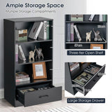 NNECW Wood Bookcase with Storage Drawer for Living Room