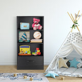 NNECW Wood Bookcase with Storage Drawer for Living Room