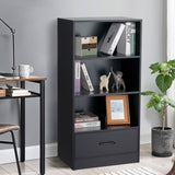 NNECW Wood Bookcase with Storage Drawer for Living Room