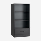 NNECW Wood Bookcase with Storage Drawer for Living Room