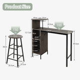 NNECW 3 Pieces Bar Table & Chair Set with 6-Bottle Wine Racks for Dining Room
