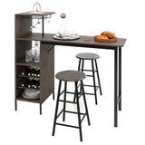 NNECW 3 Pieces Bar Table & Chair Set with 6-Bottle Wine Racks for Dining Room