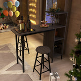 NNECW 3 Pieces Bar Table & Chair Set with 6-Bottle Wine Racks for Dining Room