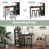 NNECW 3 Pieces Bar Table & Chair Set with 6-Bottle Wine Racks for Dining Room