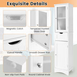 NNECW Tall Bathroom Storage Cabinet with 2 Doors & 1 Drawer