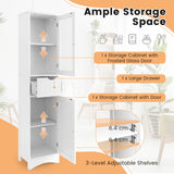 NNECW Tall Bathroom Storage Cabinet with 2 Doors & 1 Drawer