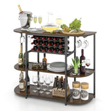 NNECW Freestanding Wine Cabinet with Glass Holder for Kitchen Dining Room