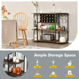 NNECW Freestanding Wine Cabinet with Glass Holder for Kitchen Dining Room