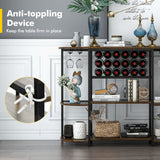 NNECW Freestanding Wine Cabinet with Glass Holder for Kitchen Dining Room