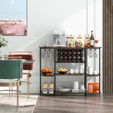 NNECW Freestanding Wine Cabinet with Glass Holder for Kitchen Dining Room