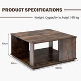 NNECW 2-Tier Square Coffee Table with Storage for Living Room Bedroom Home Office