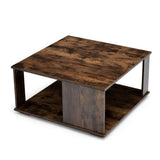 NNECW 2-Tier Square Coffee Table with Storage for Living Room Bedroom Home Office