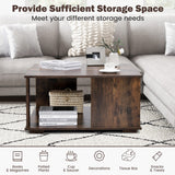 NNECW 2-Tier Square Coffee Table with Storage for Living Room Bedroom Home Office