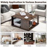 NNECW 2-Tier Square Coffee Table with Storage for Living Room Bedroom Home Office