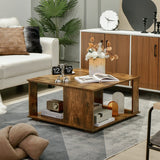 NNECW 2-Tier Square Coffee Table with Storage for Living Room Bedroom Home Office