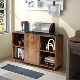 NNECW Mobile Wood File Cabinet with Wheels for Home/Office-Coffee