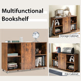 NNECW Mobile Wood File Cabinet with Wheels for Home/Office-Coffee