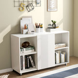 NNECW Mobile Wood File Cabinet with Wheels for Home/Office-White