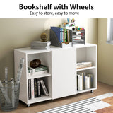 NNECW Mobile Wood File Cabinet with Wheels for Home/Office-White