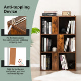 NNECW Freestanding 3-tier Bookshelf with 6 Compartments for Living Room/Bedroom-Coffee