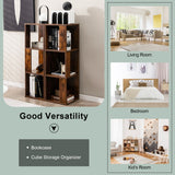 NNECW Freestanding 3-tier Bookshelf with 6 Compartments for Living Room/Bedroom-Coffee