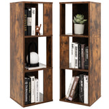NNECW Freestanding 3-tier Bookshelf with 6 Compartments for Living Room/Bedroom-Coffee