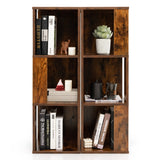 NNECW Freestanding 3-tier Bookshelf with 6 Compartments for Living Room/Bedroom-Coffee