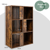 NNECW Freestanding 3-tier Bookshelf with 6 Compartments for Living Room/Bedroom-Coffee