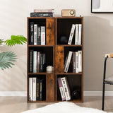 NNECW Freestanding 3-tier Bookshelf with 6 Compartments for Living Room/Bedroom-Coffee