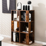 NNECW Freestanding 3-tier Bookshelf with 6 Compartments for Living Room/Bedroom-Coffee