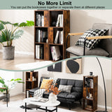 NNECW Freestanding 3-tier Bookshelf with 6 Compartments for Living Room/Bedroom-Coffee