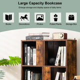 NNECW Freestanding 3-tier Bookshelf with 6 Compartments for Living Room/Bedroom-Coffee
