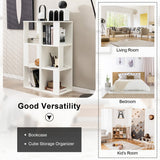NNECW Freestanding 3-tier Bookshelf with 6 Compartments for Living Room/Bedroom-White