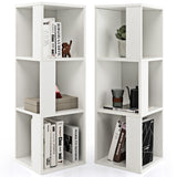 NNECW Freestanding 3-tier Bookshelf with 6 Compartments for Living Room/Bedroom-White