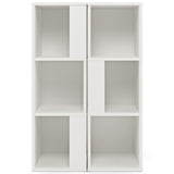 NNECW Freestanding 3-tier Bookshelf with 6 Compartments for Living Room/Bedroom-White