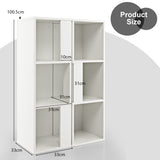 NNECW Freestanding 3-tier Bookshelf with 6 Compartments for Living Room/Bedroom-White