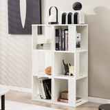 NNECW Freestanding 3-tier Bookshelf with 6 Compartments for Living Room/Bedroom-White