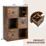 NNECW 3-Tier Bookshelf with 3 Cubes &amp 3 Drawers for Office-Coffee