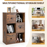 NNECW 3-Tier Bookshelf with 3 Cubes &amp 3 Drawers for Office-Coffee