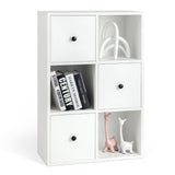 NNECW 3-Tier Bookshelf with 3 Cubes &amp 3 Drawers for Office-White