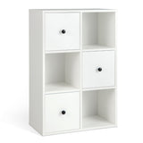 NNECW 3-Tier Bookshelf with 3 Cubes &amp 3 Drawers for Office-White