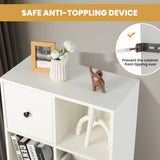 NNECW 3-Tier Bookshelf with 3 Cubes &amp 3 Drawers for Office-White