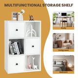 NNECW 3-Tier Bookshelf with 3 Cubes &amp 3 Drawers for Office-White