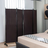 NNECW 1.73m 4-Panel Folding Room Divider with Lockable Wheels-Brown