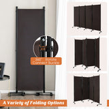 NNECW 1.73m 4-Panel Folding Room Divider with Lockable Wheels-Brown