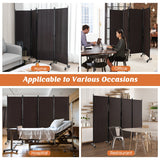 NNECW 1.73m 4-Panel Folding Room Divider with Lockable Wheels-Brown