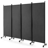 NNECW 1.73m 4-Panel Folding Room Divider with Lockable Wheels-Grey